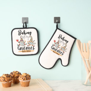 Ensemble De Gant De Cuisine Et De Manique Cuisson avec mes Gnomes Moderne Funny Scandinave