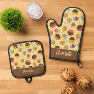 Ensemble De Gant De Cuisine Et De Manique Cupcakes et muffins Cute Food Patterned