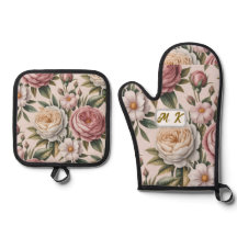 Custom initials chic vintage roses cottagecore