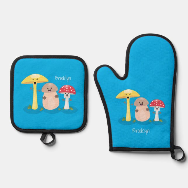 Ensemble De Gant De Cuisine Et De Manique Cute kawaii champignon champignon toadstool (Recto)