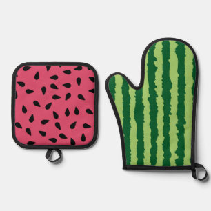 Ensemble De Gant De Cuisine Et De Manique Cute Watermelon Funny Pique-nique Rouge Vert