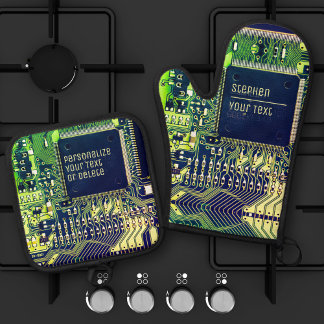 Ensemble De Gant De Cuisine Et De Manique Design de carte de circuit imprimé moderne Ajouter