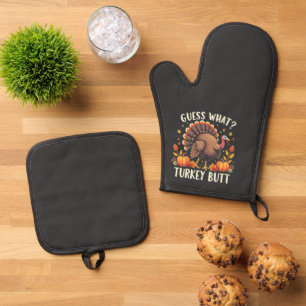 Ensemble De Gant De Cuisine Et De Manique Devinez Quoi ? Turquie Mais Thanksgiving Drôle