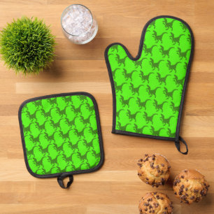 Ensemble De Gant De Cuisine Et De Manique Dinosaures