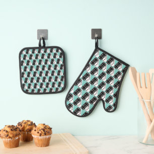 Ensemble De Gant De Cuisine Et De Manique Dominos Design Four Mitt & Pot