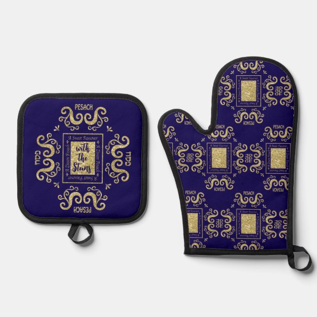 Ensemble De Gant De Cuisine Et De Manique Douce Pâque (Recto)