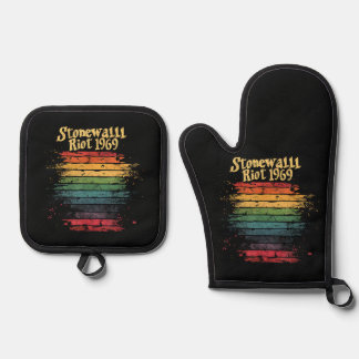 Ensemble De Gant De Cuisine Et De Manique Drapeau arc-en-ciel du mois de la fierté gay Mur d