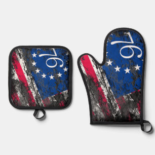 Ensemble De Gant De Cuisine Et De Manique Drapeau Betsy Ross 1776 4 juillet patriotique