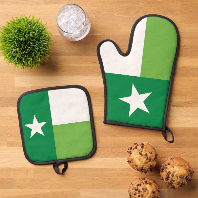 Ensemble De Gant De Cuisine Et De Manique Drapeau d'état vert du Texas (De haut en bas)