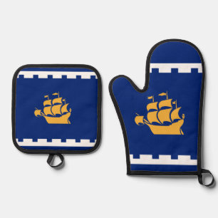 Ensemble De Gant De Cuisine Et De Manique Drapeau du plateau de service de Québec
