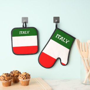 Ensemble De Gant De Cuisine Et De Manique Drapeau italien