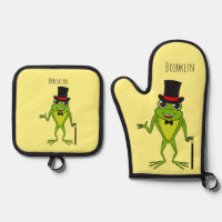 Drôle grenouille avec chapeau dessus dessin animé