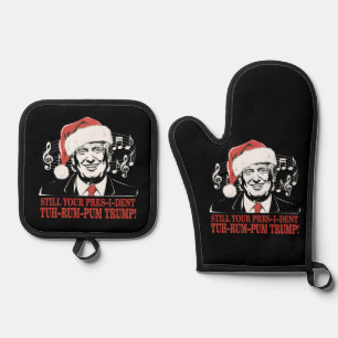 Ensemble De Gant De Cuisine Et De Manique Drôles de chaussettes de Noël du président Trump v