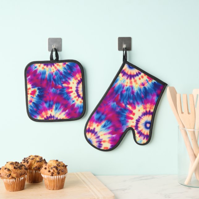 Ensemble De Gant De Cuisine Et De Manique Dye cravate (In situ (suspendu))