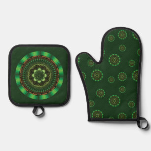 Ensemble De Gant De Cuisine Et De Manique Earth Mandala