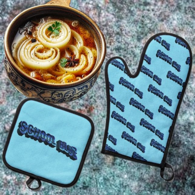 Ensemble De Gant De Cuisine Et De Manique École Bluz-3DII (This School Bluz-3DII Oven Mitt & Potholder Set, prepares you for the many meals, ahead!)