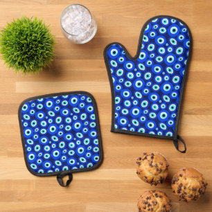 Ensemble De Gant De Cuisine Et De Manique Elégant Mal Eye Patmotif