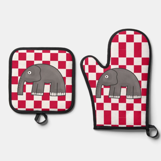 Ensemble De Gant De Cuisine Et De Manique éléphant (Recto)