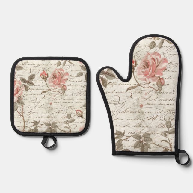 Ensemble De Gant De Cuisine Et De Manique Ensemble de cuisine rose rose (Recto)