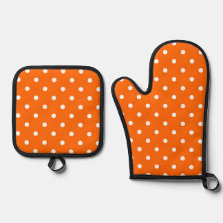 Ensemble De Gant De Cuisine Et De Manique Ensemble de porte-pots à four Pois orange