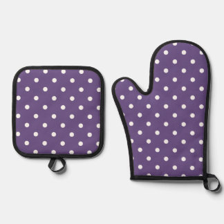 Ensemble De Gant De Cuisine Et De Manique Ensemble de porte-pots mauve Pois