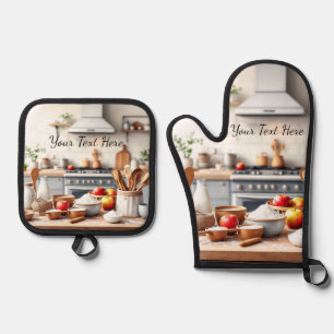Ensemble De Gant De Cuisine Et De Manique Ensemble personnalisé de 2 gants de cuisine et des