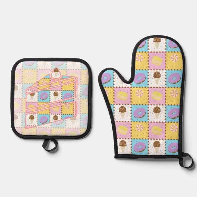 Ensemble De Gant De Cuisine Et De Manique Envies sucrées (Recto)