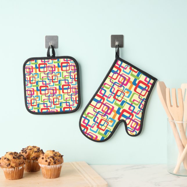 Ensemble De Gant De Cuisine Et De Manique Ère Rétro  (In situ (suspendu))