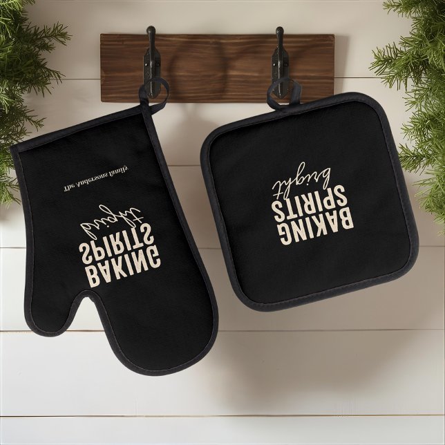 Ensemble De Gant De Cuisine Et De Manique « Esprits de pâtisserie lumineux Noël noir » (Créateur téléchargé)