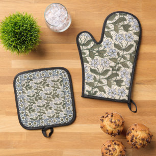 Ensemble De Gant De Cuisine Et De Manique Été Périwinkel Fleur Plutôt Élégant Floral