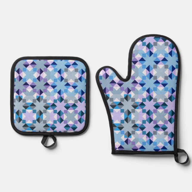 Ensemble De Gant De Cuisine Et De Manique Étoile de patchwork hivernale (Recto)