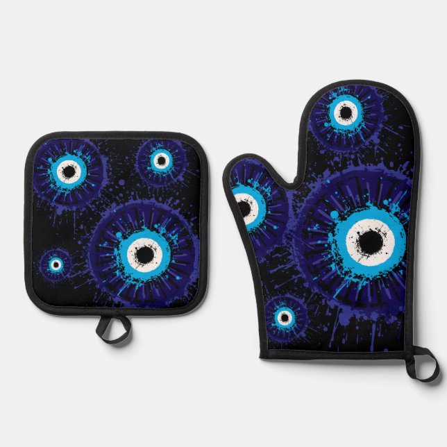 Ensemble De Gant De Cuisine Et De Manique 🧿 Evil Eye Kitchen Guardian (Recto)