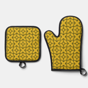 Ensemble De Gant De Cuisine Et De Manique Explorer un motif géométrique jaune symétrique