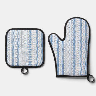 Ensemble De Gant De Cuisine Et De Manique Faux Fair Isle Knitwear Aquarelle Cosy Cabincore
