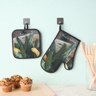 Ensemble De Gant De Cuisine Et De Manique Ferme de courgettes et de courges personnalisée