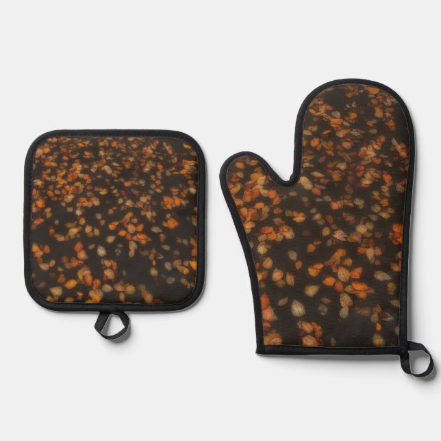 Ensemble De Gant De Cuisine Et De Manique feuilles d'automne (Recto)