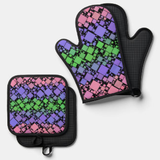 Ensemble De Gant De Cuisine Et De Manique Fière de la trigenderance Groovy Boho Rétro Mod Gé