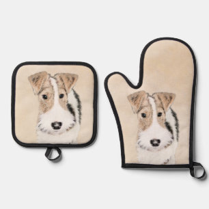 Ensemble De Gant De Cuisine Et De Manique Fil Fox Terrier Peinture tricolor WFT Pet Dog Art