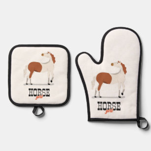 Ensemble De Gant De Cuisine Et De Manique Fille Cheval