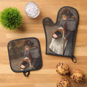 Ensemble De Gant De Cuisine Et De Manique Fillette aux allumettes Pauvreté urbaine Gamin des