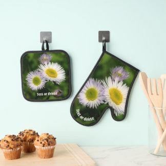 Ensemble De Gant De Cuisine Et De Manique Fleabane sauvage Fleurs de marguerite Nature Perso