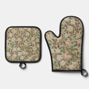 Ensemble De Gant De Cuisine Et De Manique Fleur botanique de trèfle William Morris