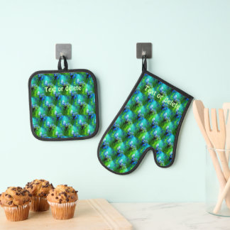 Ensemble De Gant De Cuisine Et De Manique Fleur d'Iris Nature Art Motif Personnalisé