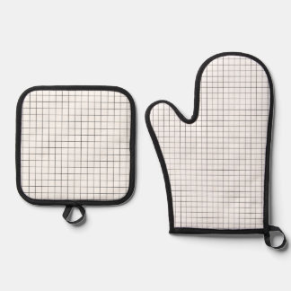 Ensemble De Gant De Cuisine Et De Manique Four à motifs noir et blanc Mitt & Pot