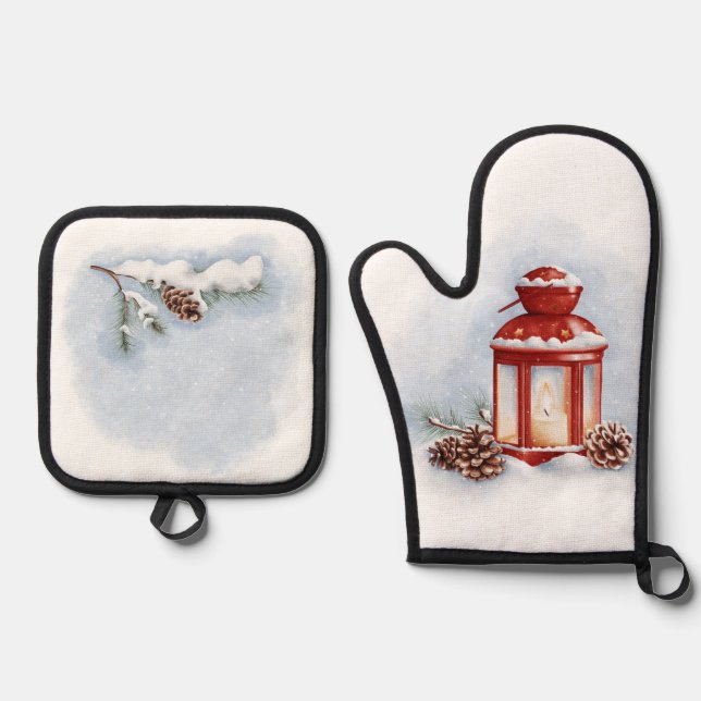 Ensemble De Gant De Cuisine Et De Manique Four Mitt et Pot Holders (Recto)