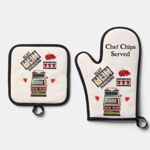 Ensemble De Gant De Cuisine Et De Manique Four Mitt & Pot Holders Casino Kitchen Gambler