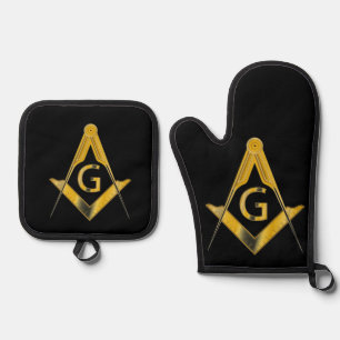 Ensemble De Gant De Cuisine Et De Manique Freemason