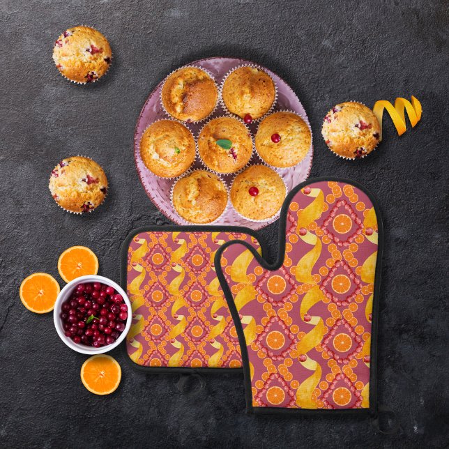 Ensemble De Gant De Cuisine Et De Manique Fruits and zest rose pink  (Créateur téléchargé)