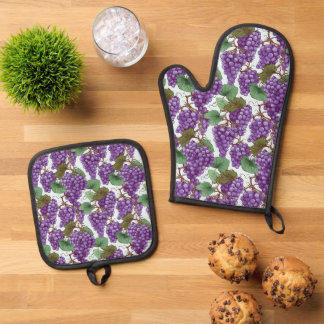 Ensemble De Gant De Cuisine Et De Manique Fun raisin fruits cuisine motif