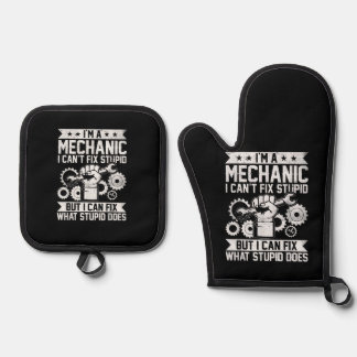Ensemble De Gant De Cuisine Et De Manique Funny Car Mechanic Engineer Men Women Kids Auto Me